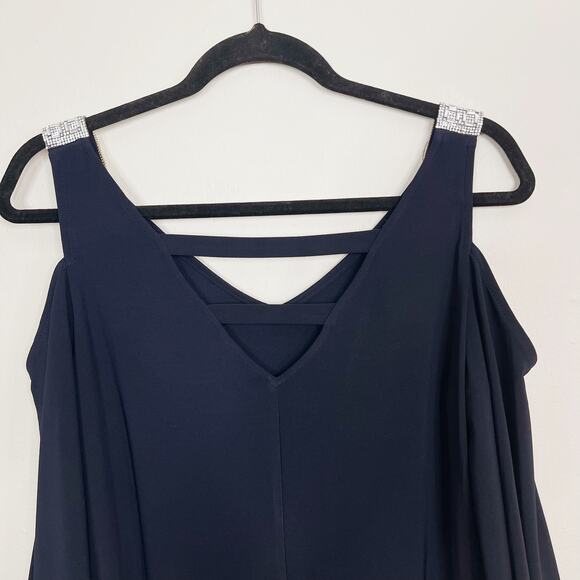 Dressbarn Sequin Cold Shoulder Jersey VNeck Sheath Dress 3/4 Sleeve Medium M - Picture 6 of 10